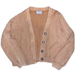 Yellow Ribbed Cardigan Sweater